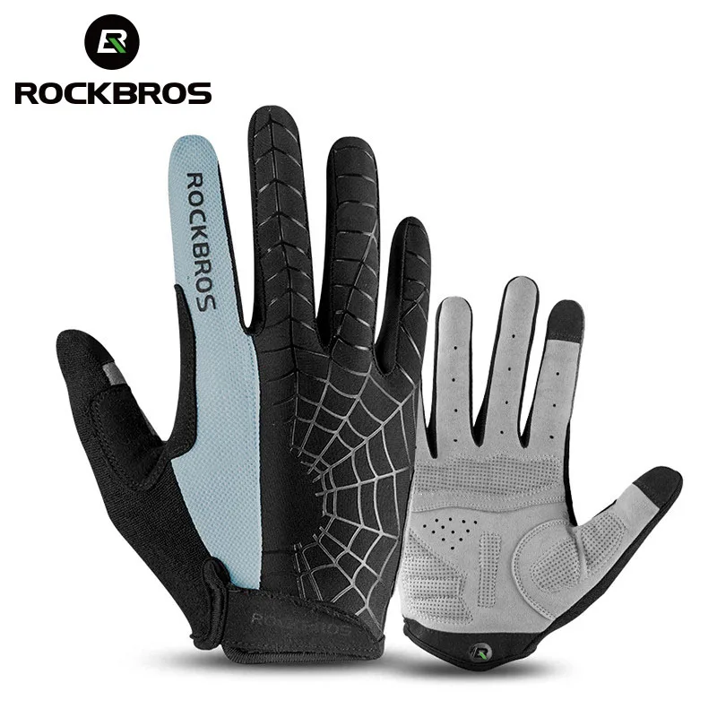Cycling Gear Pas - ROCKBROS Frühlings-Fahrradhandschuhe, volle Finger, atmungsaktiv, rutschfest,
