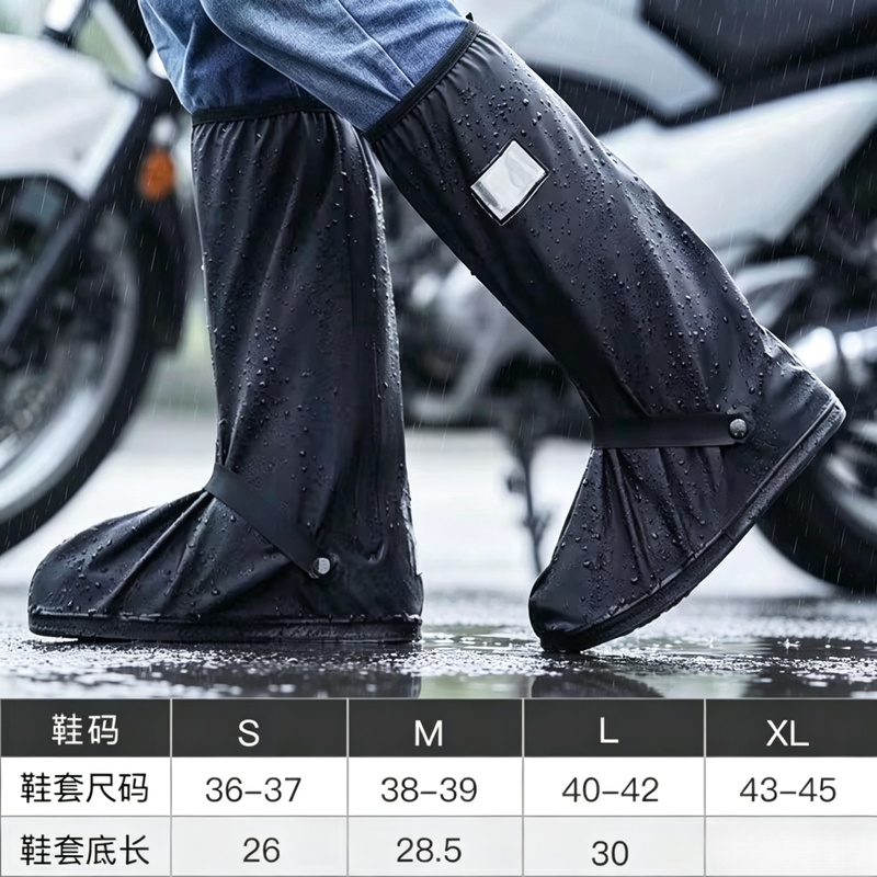 Cycling Shoe Covers - Schwarze wasserdichte Regenschuhüberzüge mit reflektierenden Streifen,